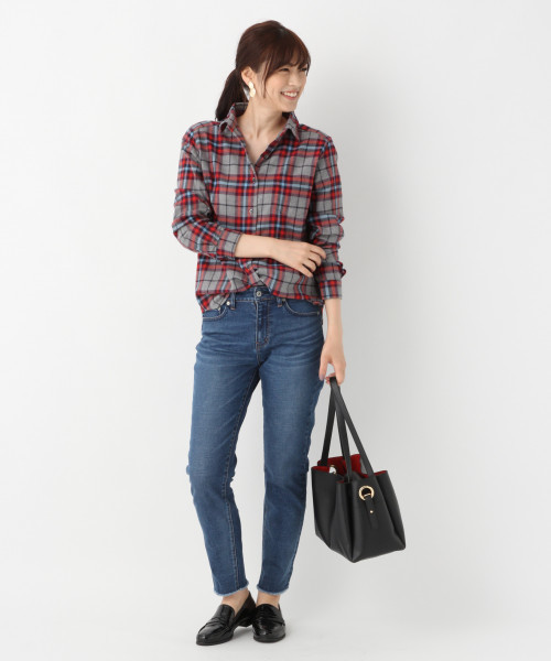 GLOBAL WORK(グローバルワーク)の「フランネルワイヤーシャツ(シャツ/ブラウス・レディース・ホワイト/ネイビー/グリーン/グレー/レッド・SMALL/MEDIUM/LARGE)」の18枚目の写真