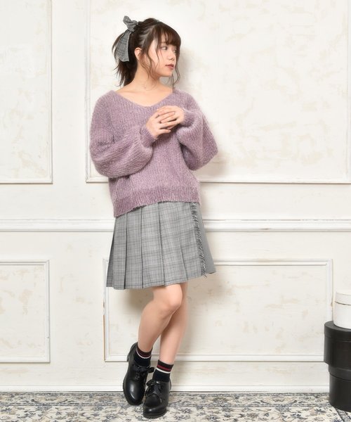 Bilitis プリーツスカート 36 オリーブ OLIVE des OLIVE（オリーブデオリーブ）の「チェック柄 プリーツ
