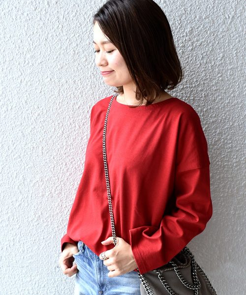 SHIPS Days（シップスデイズ）の「SHIPS Days STANDARD:バスクカットソー（Tシャツ/カットソー・レディース・ブラック/レッド・S～Ｍ/M～Ｌ）」の2枚目の写真