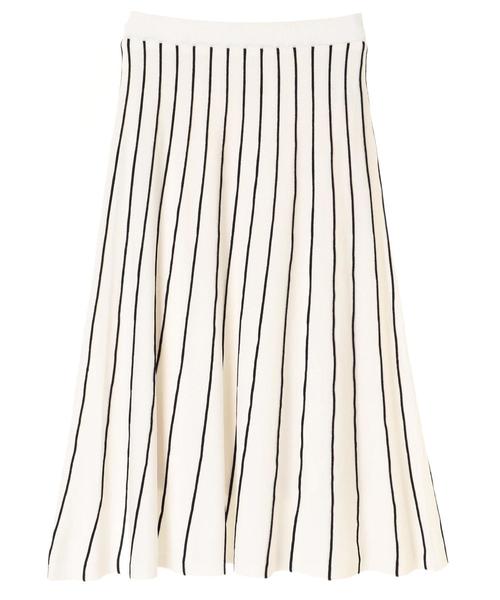 YECCA VECCA（イェッカヴェッカ）の「ストライプフレアニットスカ－ト（スカート・レディース・ネイビー/オフホワイト・FREE）」の16枚目の写真