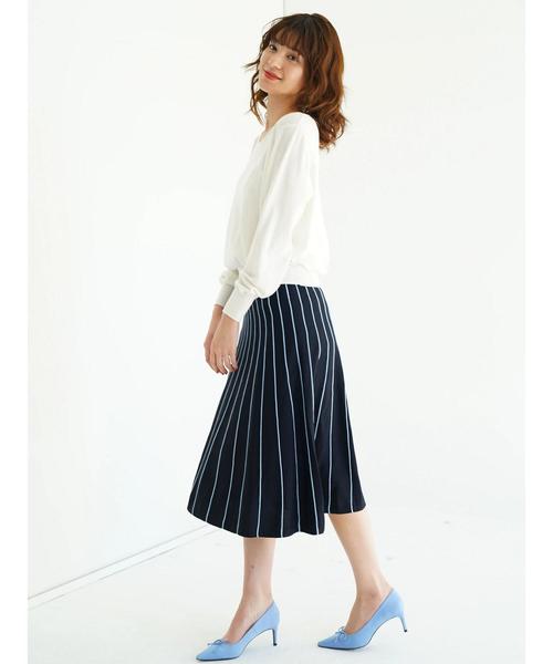 YECCA VECCA（イェッカヴェッカ）の「ストライプフレアニットスカ－ト（スカート・レディース・ネイビー/オフホワイト・FREE）」の18枚目の写真