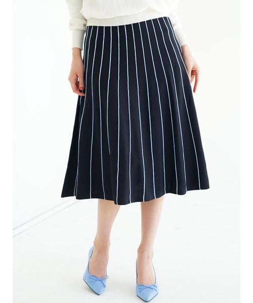YECCA VECCA（イェッカヴェッカ）の「ストライプフレアニットスカ－ト（スカート・レディース・ネイビー/オフホワイト・FREE）」の22枚目の写真
