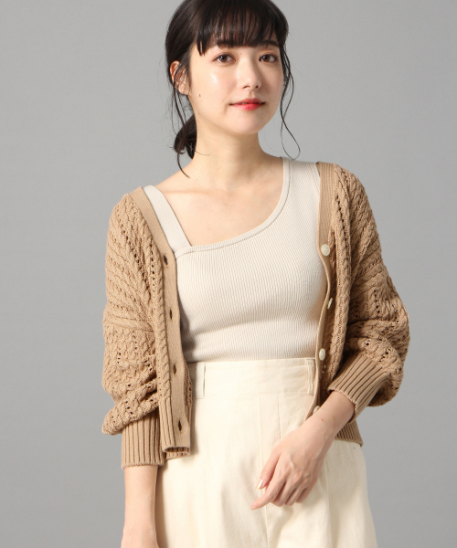 LOWRYS FARM(ローリーズファーム)の「スカシガラカーディガン 828806(カーディガン)」|ベージュ