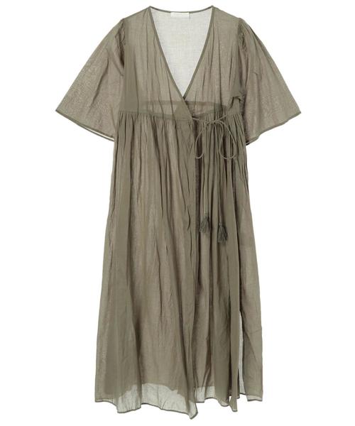 AMERICAN HOLIC（アメリカンホリック）の「5分袖カシュクールガウンワンピース（ワンピース・レディース・その他9/ネイビー/ターコイズブルー/その他1/マルチ/ドット/ブラック系その他/パープル/ブラック/ストライプ/カーキ・FREE）」の19枚目の写真