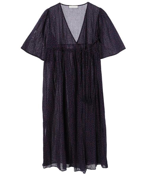 AMERICAN HOLIC（アメリカンホリック）の「5分袖カシュクールガウンワンピース（ワンピース・レディース・その他9/ネイビー/ターコイズブルー/その他1/マルチ/ドット/ブラック系その他/パープル/ブラック/ストライプ/カーキ・FREE）」の8枚目の写真