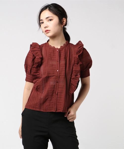 Archives アルシーヴ の コットンレース肩フリルブラウス シャツ ブラウス Wear