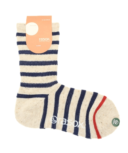 SHIPS for women(シップスフォーウィメン)の「rasox: ボーダー ソックス(ソックス/靴下・レディース・オフホワイト/レッド/ネイビー/アイボリー・SMALL)」の3枚目の写真