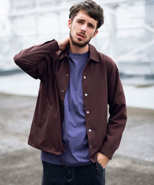 TIMELY WARNING(タイムリーワーニング)の「【WEB限定カラー有り】無地/チェック ストレッチ コーチジャケット(ブルゾン)」|ブラウン