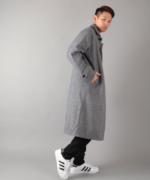SUGGESTION（サジェッション）の「【SUGGESTION】チェック柄 ステンカラーコート（ステンカラーコート・メンズ・チャコールグレー/ネイビー・M/L）」の10枚目の写真