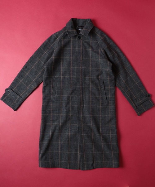 SUGGESTION（サジェッション）の「【SUGGESTION】チェック柄 ステンカラーコート（ステンカラーコート・メンズ・チャコールグレー/ネイビー・M/L）」の13枚目の写真