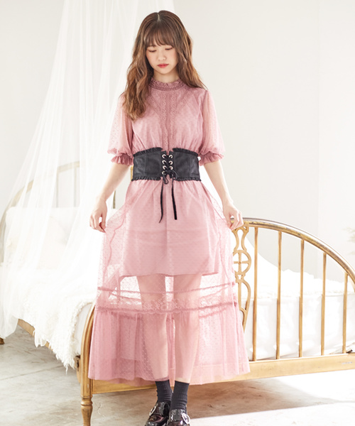 ROJITA（ロジータ）の「コルセットベルト付きチュールロングOP