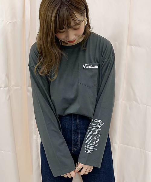 apres jour（アプレジュール）の「アソートポケット付きロングＴシャツ【ZOZOTOWN限定アイテム】（Tシャツ/カットソー・レディース・チャコールグレー/オフホワイト/その他/ブラック系その他・フリー）」の2枚目の写真