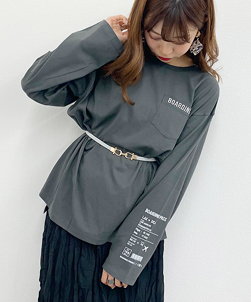 apres jour（アプレジュール）の「アソートポケット付きロングＴシャツ【ZOZOTOWN限定アイテム】（Tシャツ/カットソー・レディース・チャコールグレー/オフホワイト/その他/ブラック系その他・フリー）」の3枚目の写真