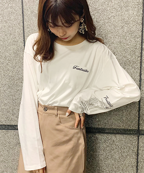 apres jour（アプレジュール）の「アソートポケット付きロングＴシャツ【ZOZOTOWN限定アイテム】（Tシャツ/カットソー・レディース・チャコールグレー/オフホワイト/その他/ブラック系その他・フリー）」の4枚目の写真