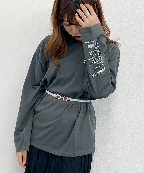 apres jour（アプレジュール）の「アソートポケット付きロングＴシャツ【ZOZOTOWN限定アイテム】（Tシャツ/カットソー・レディース・チャコールグレー/オフホワイト/その他/ブラック系その他・フリー）」の9枚目の写真