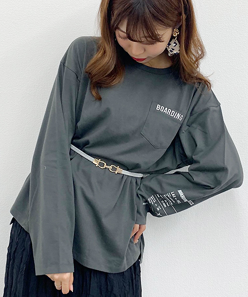 apres jour（アプレジュール）の「アソートポケット付きロングＴシャツ【ZOZOTOWN限定アイテム】（Tシャツ/カットソー・レディース・チャコールグレー/オフホワイト/その他/ブラック系その他・フリー）」の11枚目の写真