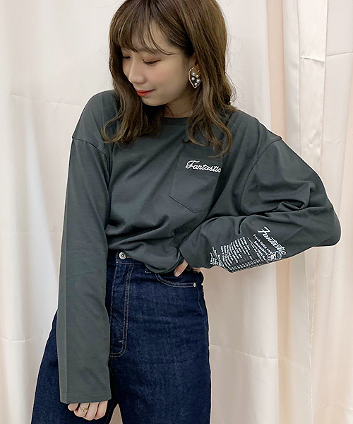 apres jour（アプレジュール）の「アソートポケット付きロングＴシャツ【ZOZOTOWN限定アイテム】（Tシャツ/カットソー・レディース・チャコールグレー/オフホワイト/その他/ブラック系その他・フリー）」の14枚目の写真