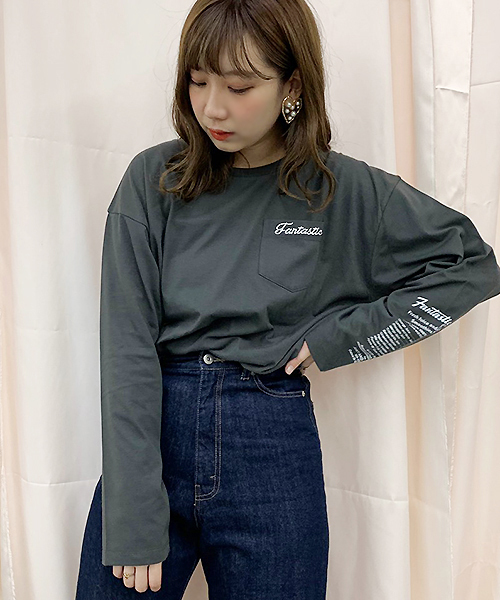 apres jour（アプレジュール）の「アソートポケット付きロングＴシャツ【ZOZOTOWN限定アイテム】（Tシャツ/カットソー・レディース・チャコールグレー/オフホワイト/その他/ブラック系その他・フリー）」の15枚目の写真