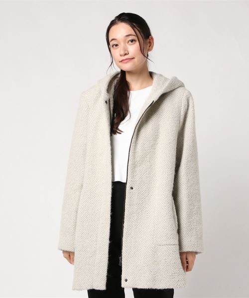 sabstreet my standard(サブストリートマイスタンダード)の「『TRENCH&COAT(トレンチ&コート)』ツイード風フード付きショートコート【大きいサイズ対応】【15号(3L)~19号(5L)】(その他アウター・レディース・ホワイト・19号)」の6枚目の写真