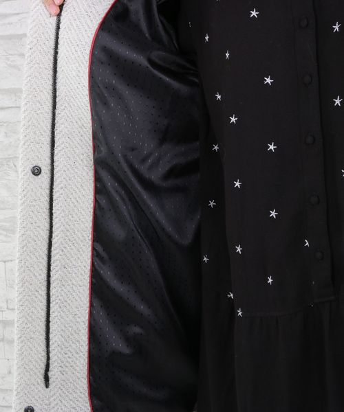 sabstreet my standard(サブストリートマイスタンダード)の「『TRENCH&COAT(トレンチ&コート)』ツイード風フード付きショートコート【大きいサイズ対応】【15号(3L)~19号(5L)】(その他アウター・レディース・ホワイト・19号)」の3枚目の写真
