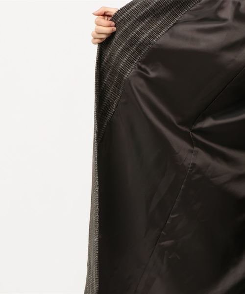 DouDou（ドゥドゥ）の「チェックロングコート（その他アウター・レディース・ブラウン/オフホワイト・FREE）」の4枚目の写真