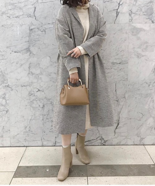 DouDou（ドゥドゥ）の「チェックロングコート（その他アウター・レディース・ブラウン/オフホワイト・FREE）」の10枚目の写真
