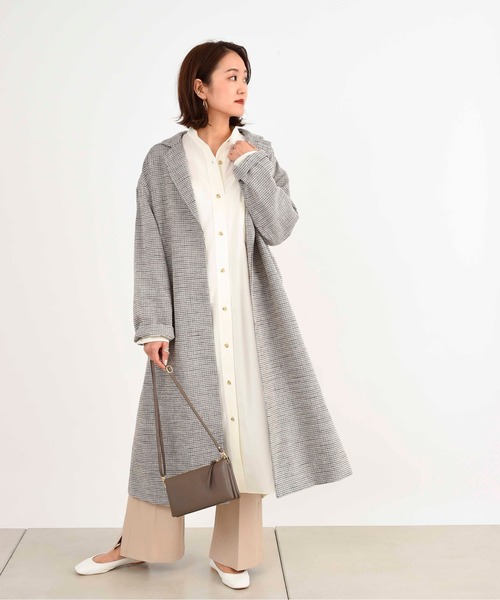 DouDou（ドゥドゥ）の「チェックロングコート（その他アウター・レディース・ブラウン/オフホワイト・FREE）」の18枚目の写真