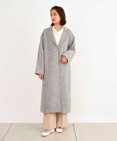 DouDou（ドゥドゥ）の「チェックロングコート（その他アウター・レディース・ブラウン/オフホワイト・FREE）」の17枚目の写真