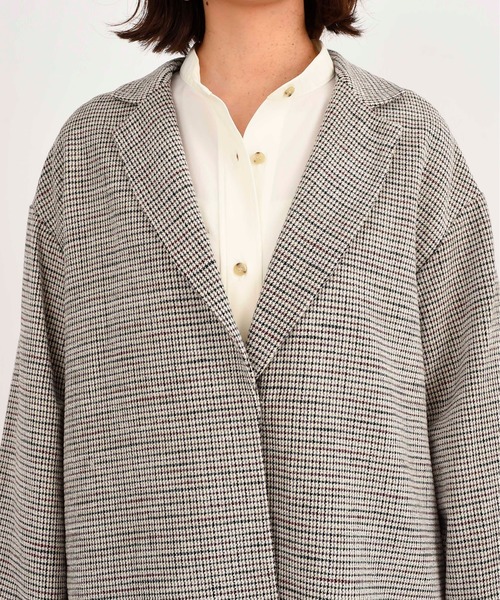 DouDou（ドゥドゥ）の「チェックロングコート（その他アウター・レディース・ブラウン/オフホワイト・FREE）」の14枚目の写真