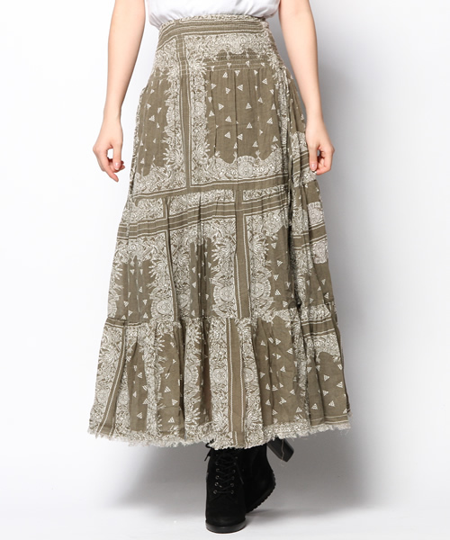 goa(ゴア)の「ネイティブバンダナプリント 2WAYスカート(スカート・レディース・モカ/ネイビー/ボルドー・FREE)」の2枚目の写真