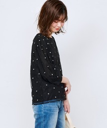 natural couture | マーガレット刺繍7分袖シアーブラウス(シャツ/ブラウス)