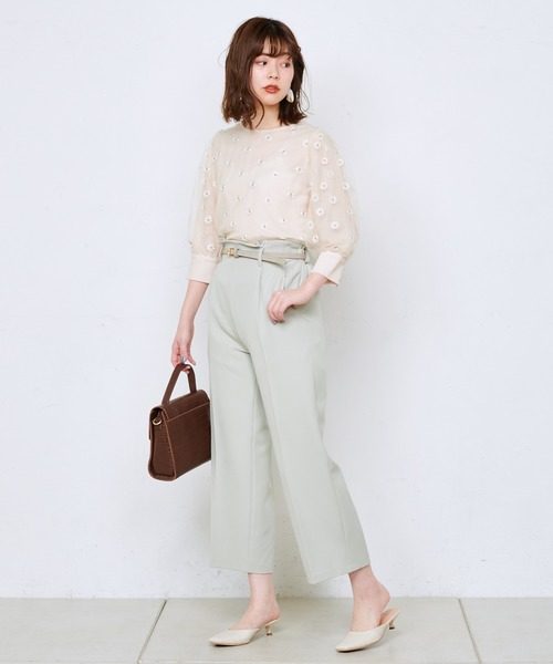 natural couture（ナチュラルクチュール）の「マーガレット刺繍7分袖シアーブラウス（シャツ/ブラウス・レディース・ホワイト/ブラック/ベージュ・FREE）」の7枚目の写真