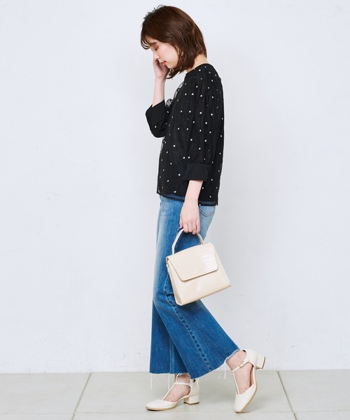 natural couture（ナチュラルクチュール）の「マーガレット刺繍7分袖シアーブラウス（シャツ/ブラウス・レディース・ホワイト/ブラック/ベージュ・FREE）」の10枚目の写真