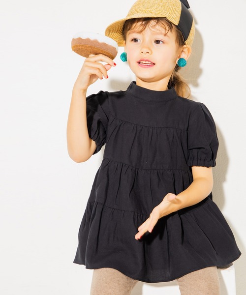 BRANSHES(ブランシェス)の「ティアードチュニック(チュニック・キッズ・ブラック/ブラウン/ピンク/ライトグリーン・90cm/110cm/100cm/120cm/130cm/140cm/150cm)」の2枚目の写真