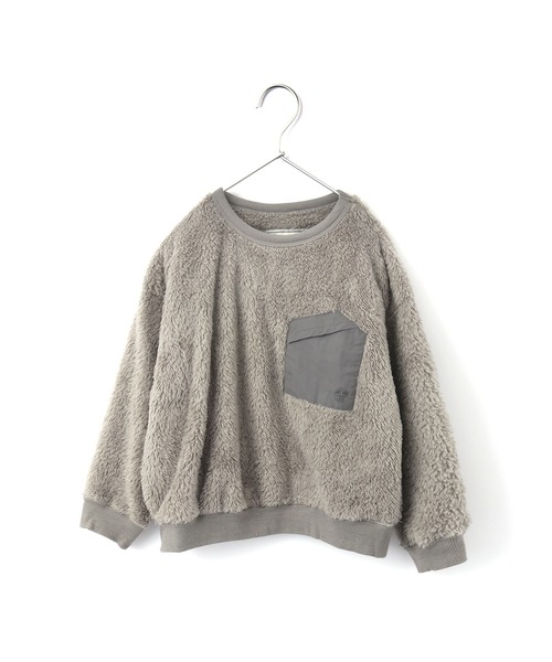 MAKE YOUR DAY（メイクユアデイ）の「三角ポケット両面ボアプルオーバー■80～140cm（スウェット・キッズ・ベージュ/グレー/ピンク/マルチ・100/110/120/80/130/140/90）」の2枚目の写真