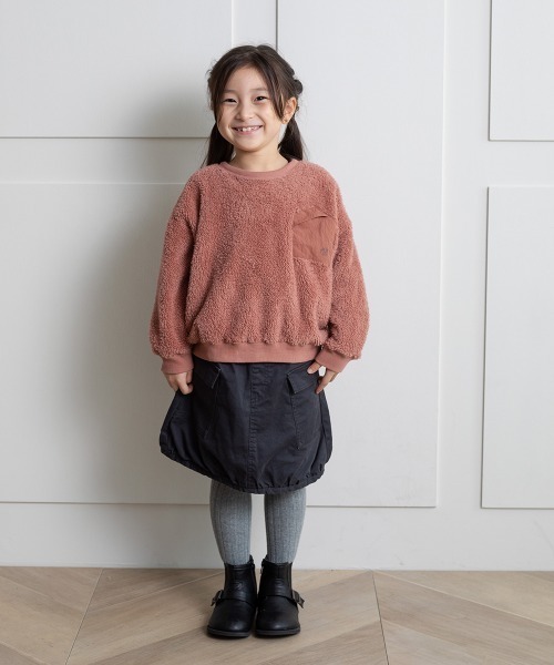 MAKE YOUR DAY（メイクユアデイ）の「三角ポケット両面ボアプルオーバー■80～140cm（スウェット・キッズ・ベージュ/グレー/ピンク/マルチ・100/110/120/80/130/140/90）」の14枚目の写真