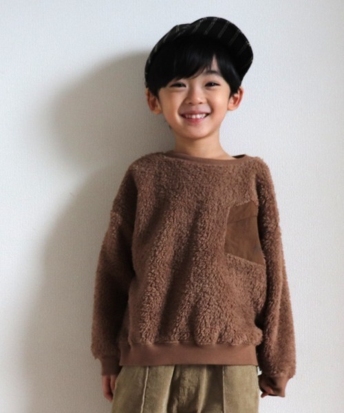 MAKE YOUR DAY（メイクユアデイ）の「三角ポケット両面ボアプルオーバー■80～140cm（スウェット・キッズ・ベージュ/グレー/ピンク/マルチ・100/110/120/80/130/140/90）」の21枚目の写真