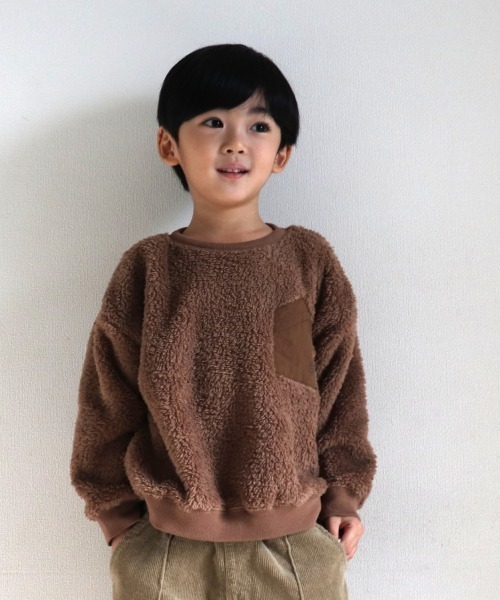 MAKE YOUR DAY（メイクユアデイ）の「三角ポケット両面ボアプルオーバー■80～140cm（スウェット・キッズ・ベージュ/グレー/ピンク/マルチ・100/110/120/80/130/140/90）」の20枚目の写真
