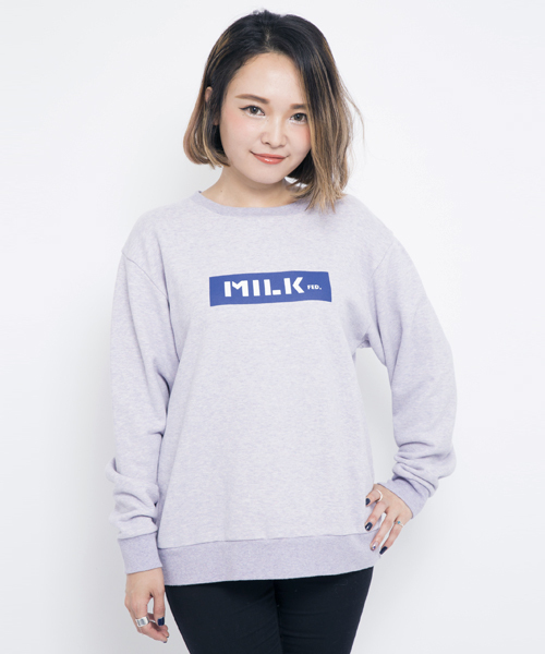 MILKFED.（ミルクフェド）の「SWEAT CREW TOP BAR　（クルーネック/スウェット/無地/ロゴ/バー）（スウェット・レディース・ライトパープル/ネイビー/チャコールグレー・SMALL/MEDIUM）」の3枚目の写真
