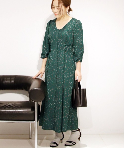 La Totalite ラトータリテ の ドットウエスト ボタンワンピース 手洗い可能 ワンピース Wear