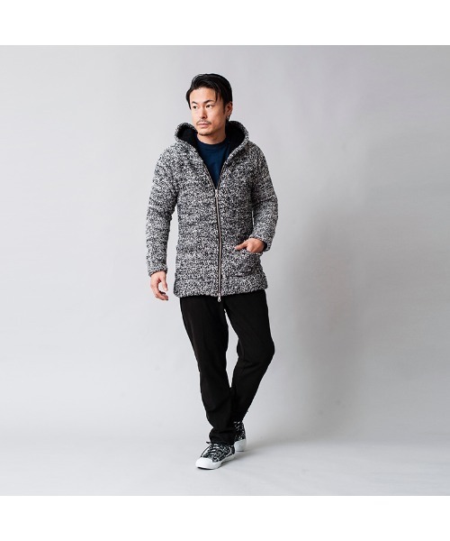 NO ID.(ノーアイディ)の「【NO ID.】P Mole Yarn Knit Zip Parka / P モール ヤーン ニット ジップ パーカ(パーカー・メンズ・アッシュグレー/ブラック・1)」の2枚目の写真