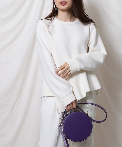 Re.Verofonna(ヴェロフォンナ)の「アシメトリーフリルボンディングプルオーバー(Tシャツ/カットソー)」|ホワイト