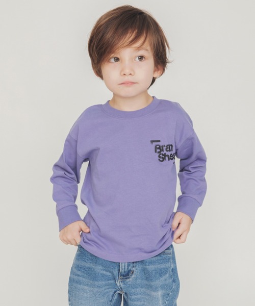 BRANSHES（ブランシェス）の「【WEB限定】袖口リブ長袖Tシャツ（Tシャツ/カットソー・キッズ・オフホワイト/ライトグリーン/ブルーグレー/カーキ/その他2/チャコールグレー/ベージュ/ライトベージュ/パープル/ブラック/その他1・100cm/130cm/150cm/110cm/120cm/140cm）」の9枚目の写真