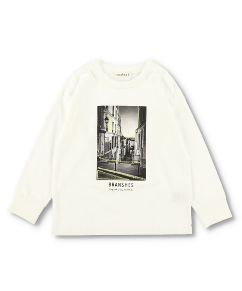 BRANSHES（ブランシェス）の「【WEB限定】袖口リブ長袖Tシャツ（Tシャツ/カットソー・キッズ・オフホワイト/ライトグリーン/ブルーグレー/カーキ/その他2/チャコールグレー/ベージュ/ライトベージュ/パープル/ブラック/その他1・100cm/130cm/150cm/110cm/120cm/140cm）」の2枚目の写真