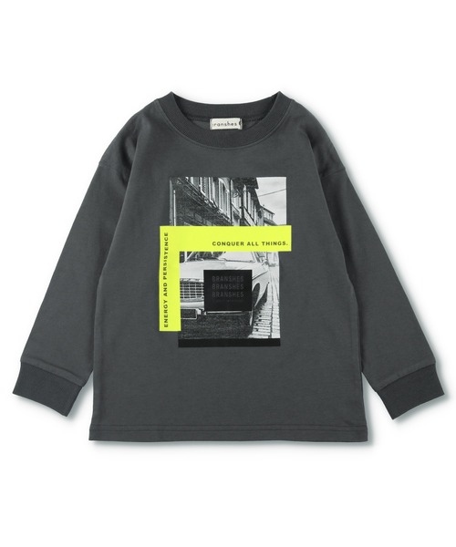 BRANSHES（ブランシェス）の「【WEB限定】袖口リブ長袖Tシャツ（Tシャツ/カットソー・キッズ・オフホワイト/ライトグリーン/ブルーグレー/カーキ/その他2/チャコールグレー/ベージュ/ライトベージュ/パープル/ブラック/その他1・100cm/130cm/150cm/110cm/120cm/140cm）」の4枚目の写真