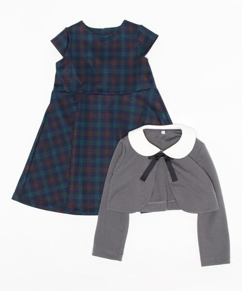 Catherine Cottage(キャサリンコテージ)の「チェックワンピース&ボレロ(スーツセット・キッズ・ブラック/グレー/グレー系1/グレー系3/ダークグレー/グレー系2/ネイビー・130/110/120)」の10枚目の写真