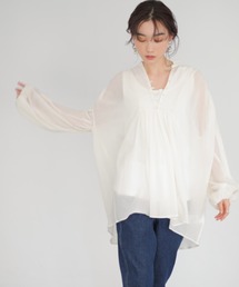 AMERICAN HOLIC | シアーCottonスキッパータックチュニック(Tシャツ/カットソー)