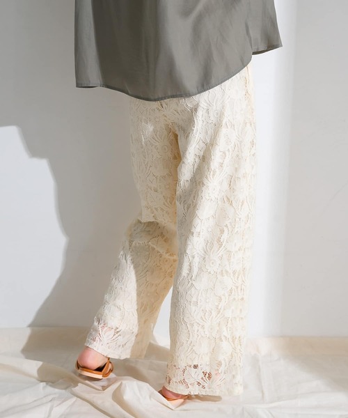 ITEMS URBANRESEARCH（アイテムズ アーバンリサーチ）の「レースワイドパンツ（その他パンツ・レディース・ブラック/ナチュラル・FREE）」の7枚目の写真