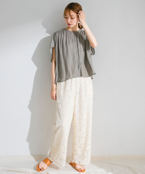 ITEMS URBANRESEARCH（アイテムズ アーバンリサーチ）の「レースワイドパンツ（その他パンツ・レディース・ブラック/ナチュラル・FREE）」の5枚目の写真