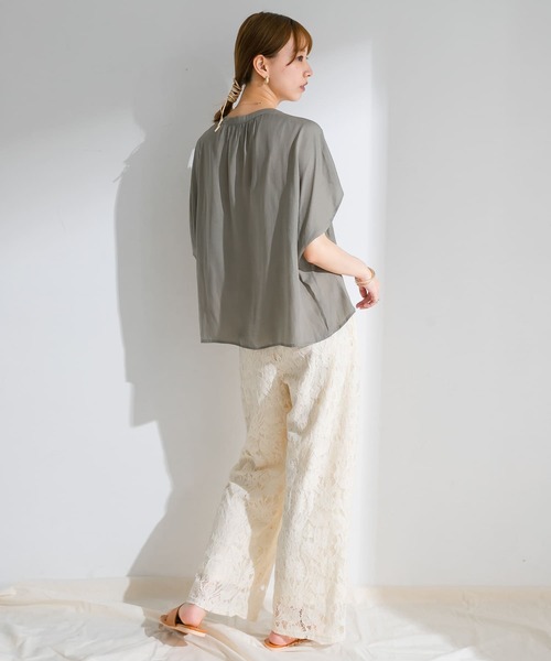 ITEMS URBANRESEARCH（アイテムズ アーバンリサーチ）の「レースワイドパンツ（その他パンツ・レディース・ブラック/ナチュラル・FREE）」の6枚目の写真